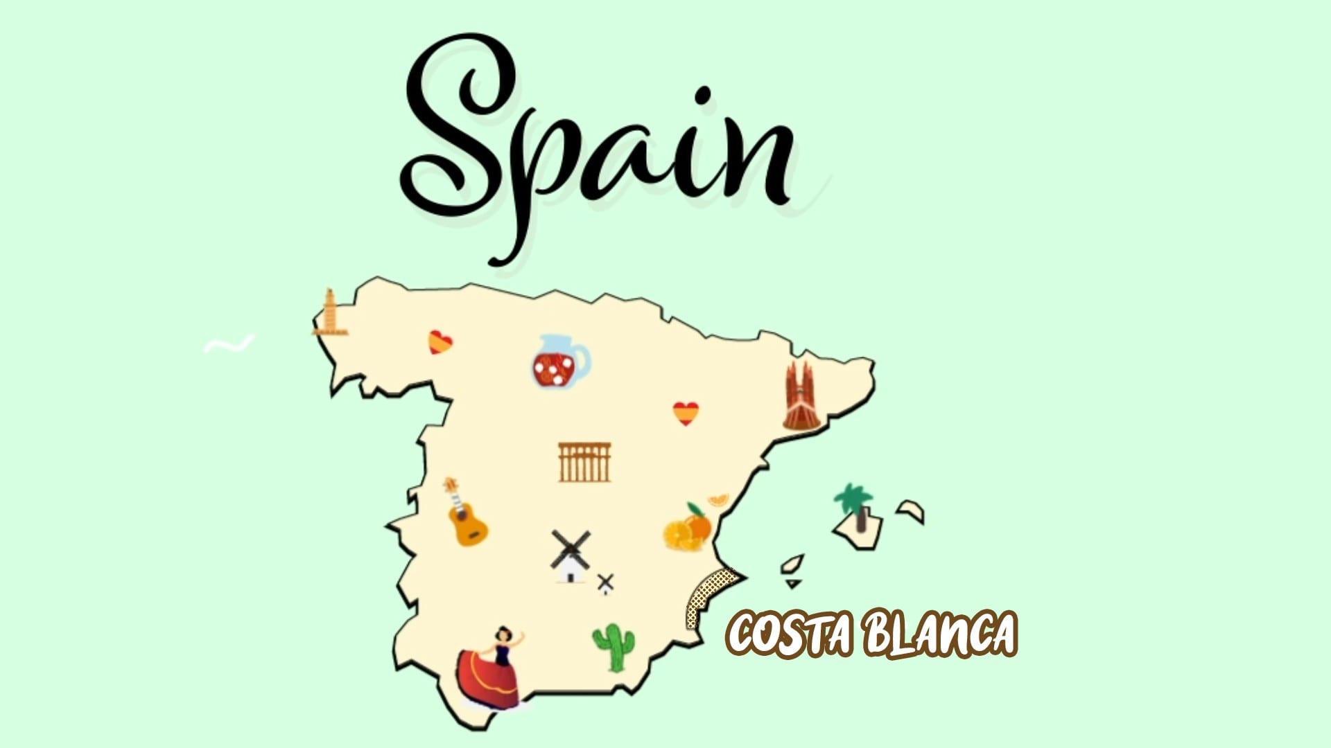 Carte touristique de l'Espagne et de la Costa Blanca
