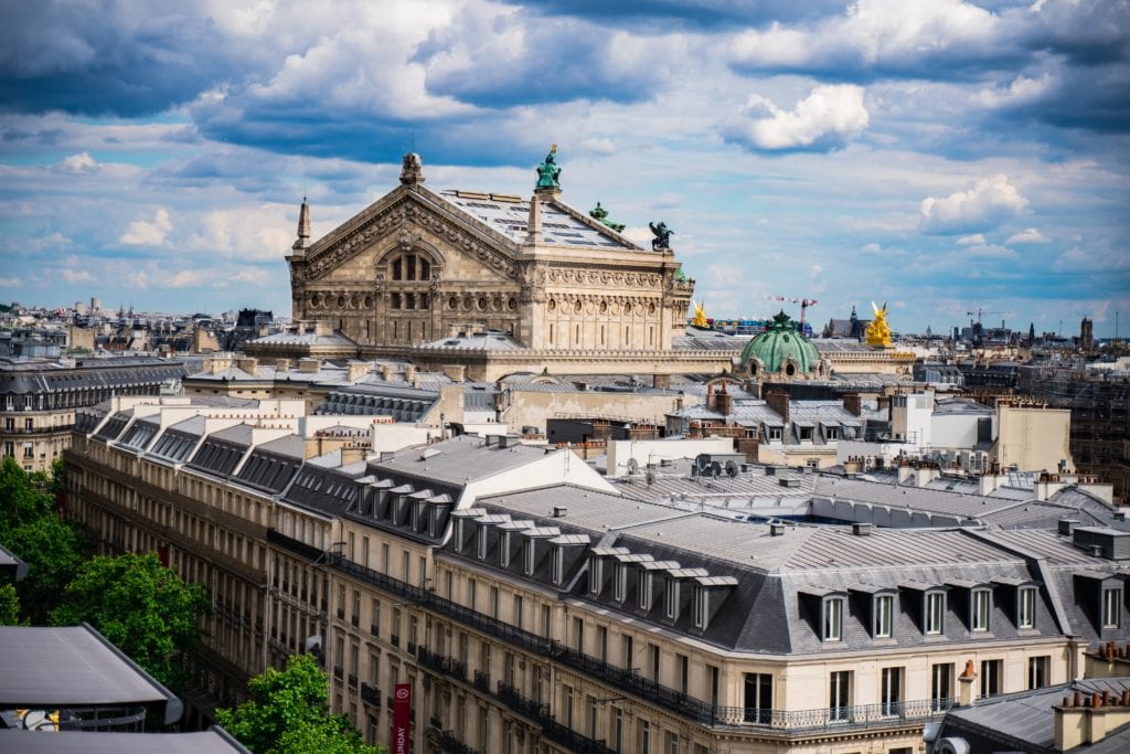 Terraza techos Paris de dia Francie Galeries Lafayettes Opera